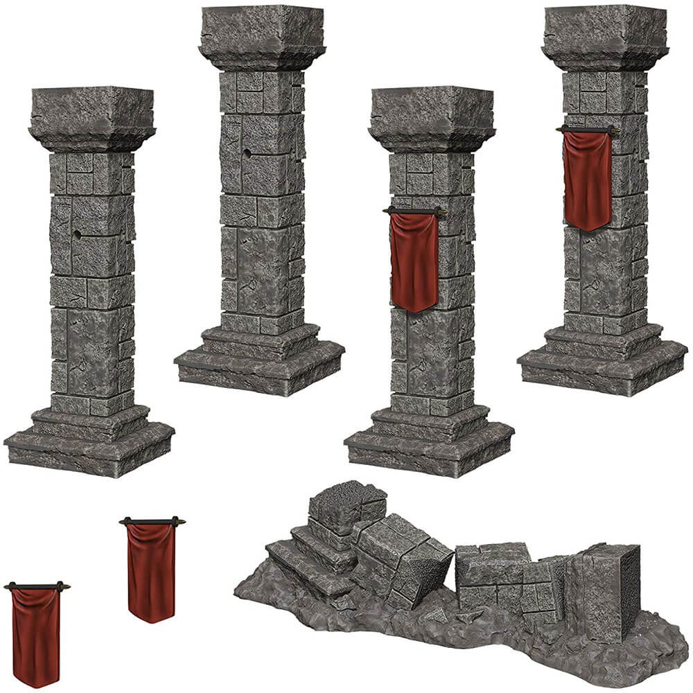 WizKids Deep Cuts Unpainted Miniatures Pillars & Banners