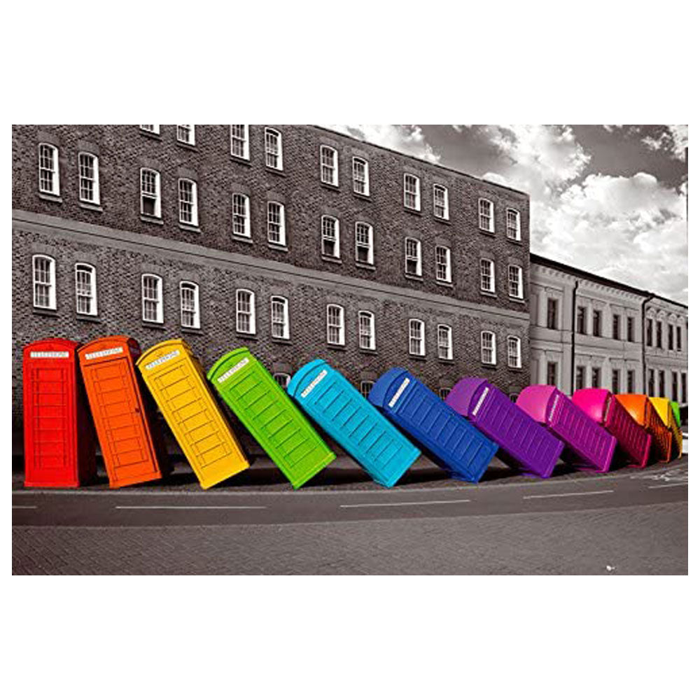 Plakat for telefonbokser med fallende farger