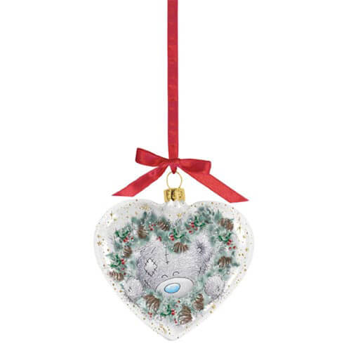 Me To You Christmas Signature Glass Heart Bauble
