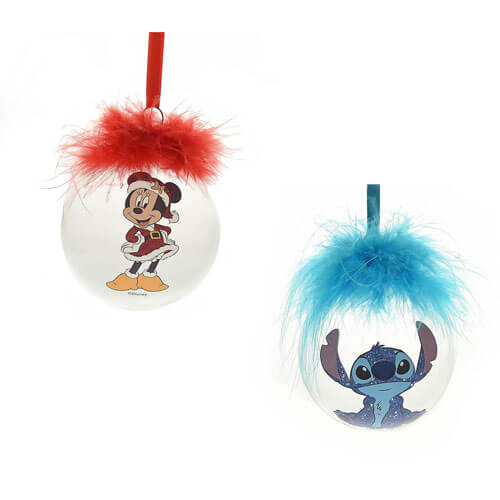 Disney Christmas Feather Glass Bauble