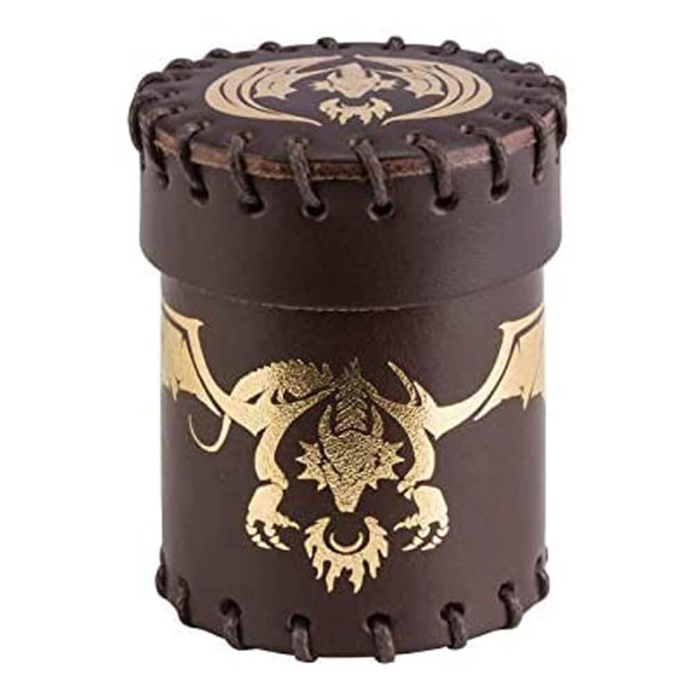 Q Workshop Dragon Brown & Golden Flying Leather Dice Cup