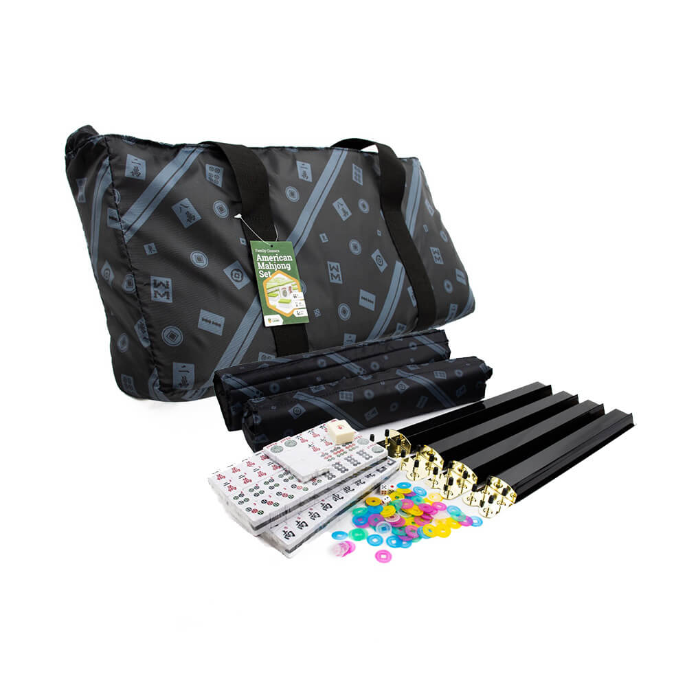 LPG Mahjong Case American Set met zwarte tegels en rekken