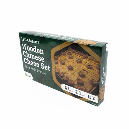 LPG Classics Houten Chinees schaakspel met opvouwbaar bord, 35 cm