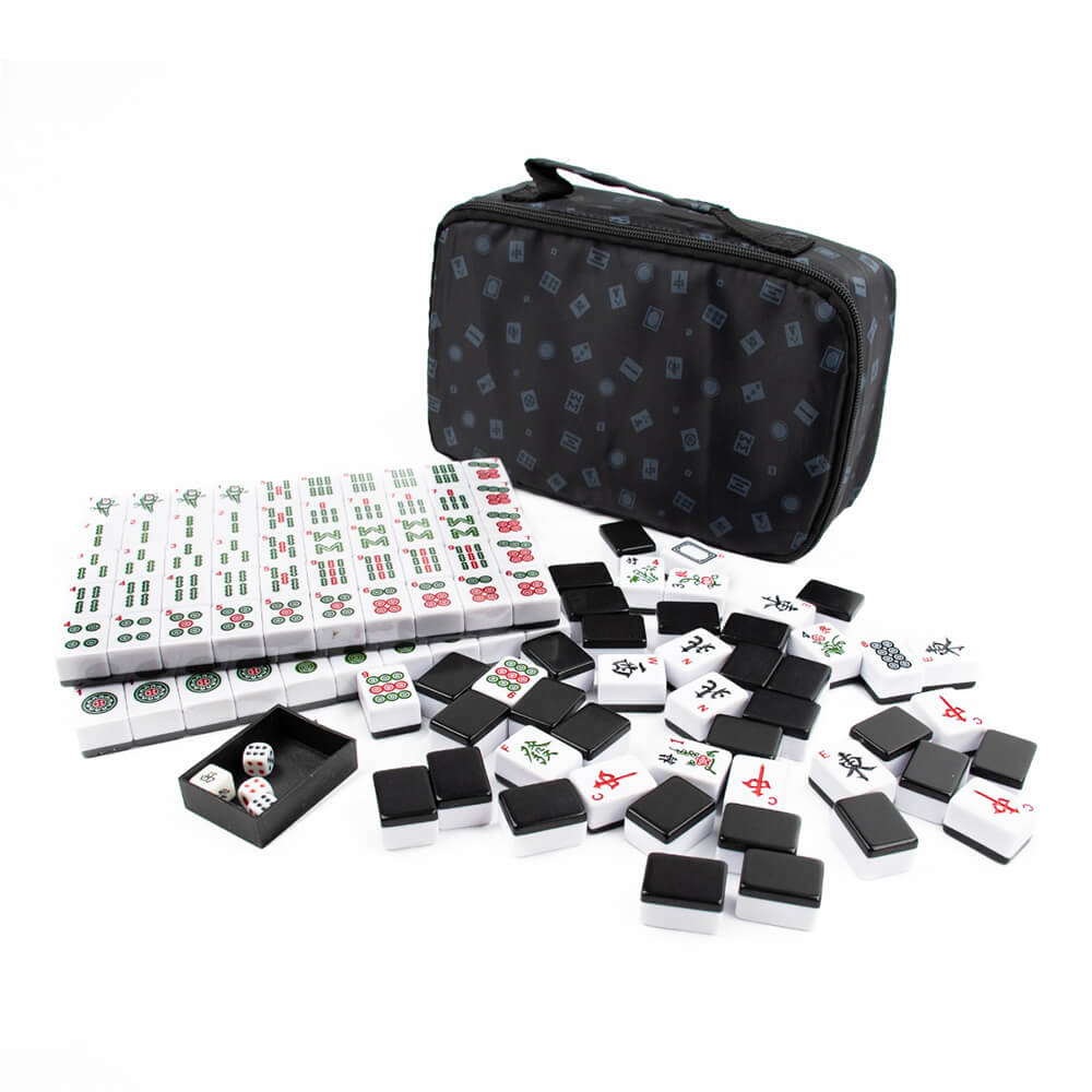 LPG Mahjong reiskoffer klassieke set met zwarte tegels