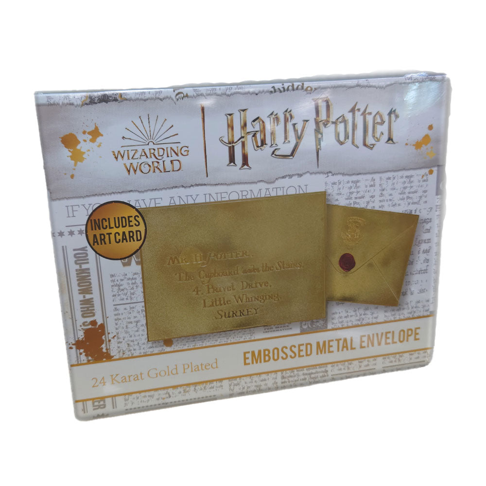 Sobre de metal gofrado bañado en oro de 24 quilates Harry Potter