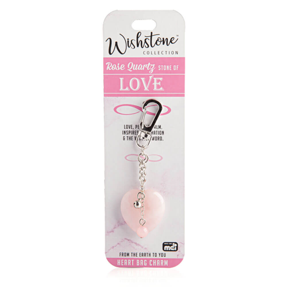 Charm para bolso con forma de corazón de cuarzo rosa de la colección Wishstone