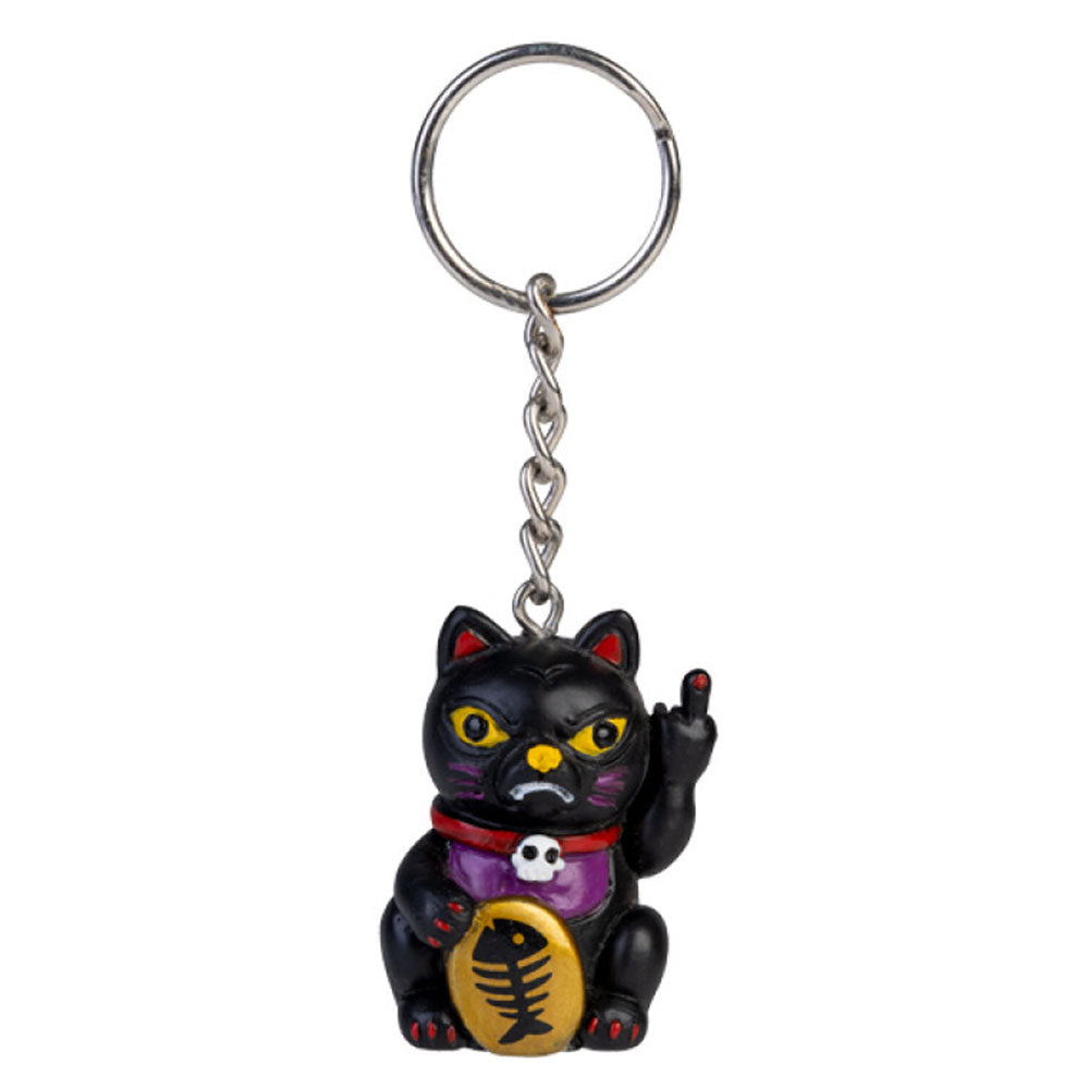 Rude Lucky Cat Keychain