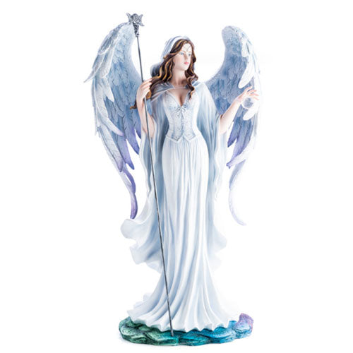 Large Angel with Pentacle Staff Figurine