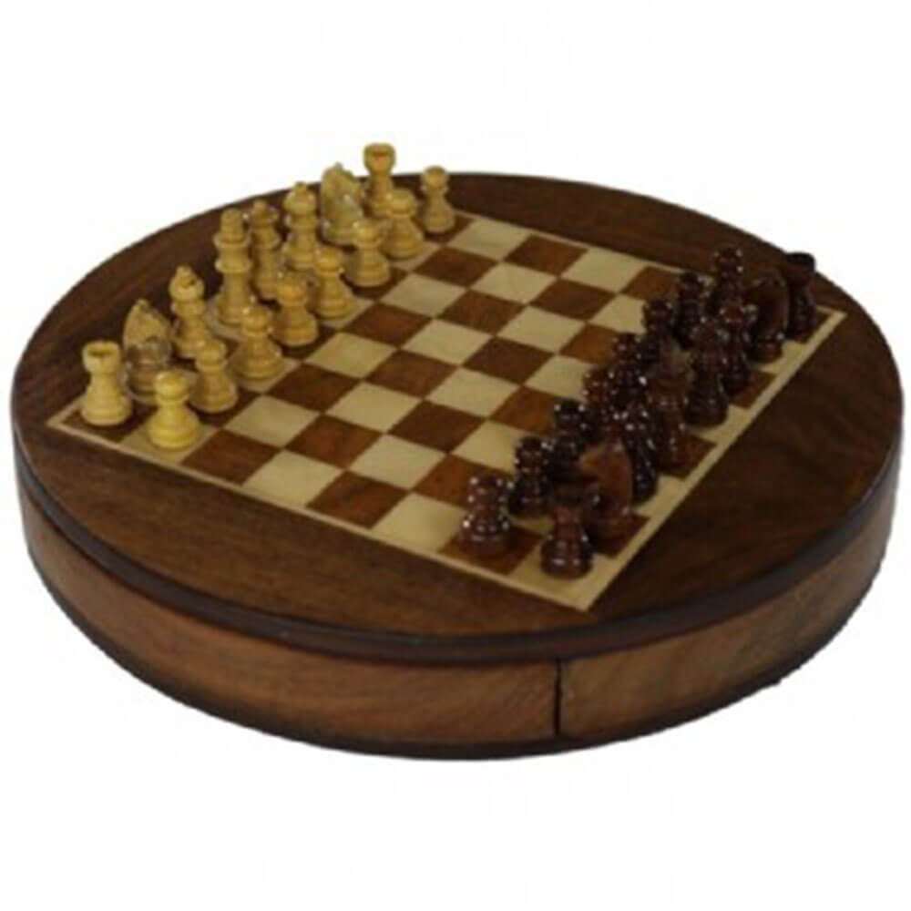  Beyton magnetisches rundes Schachspiel aus Akazienholz