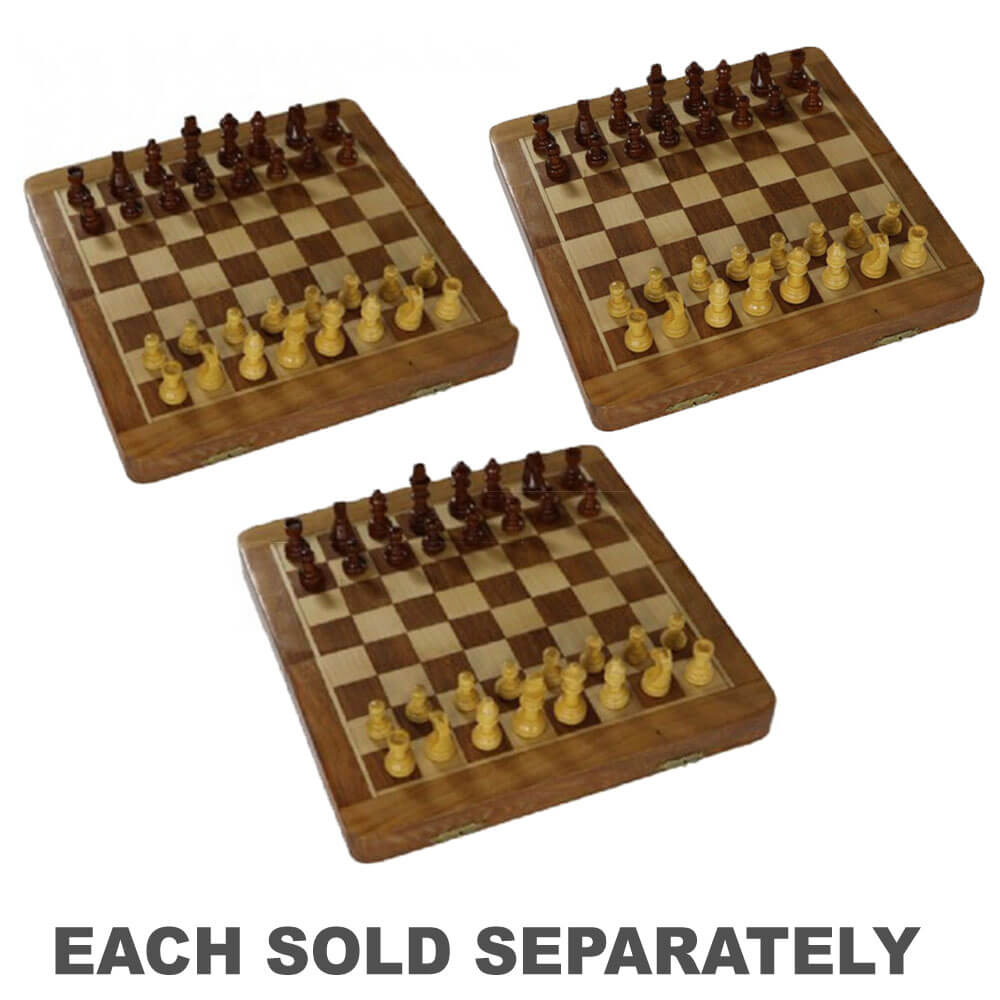 Hawstead Magnetic Folding Acacia Chess Set