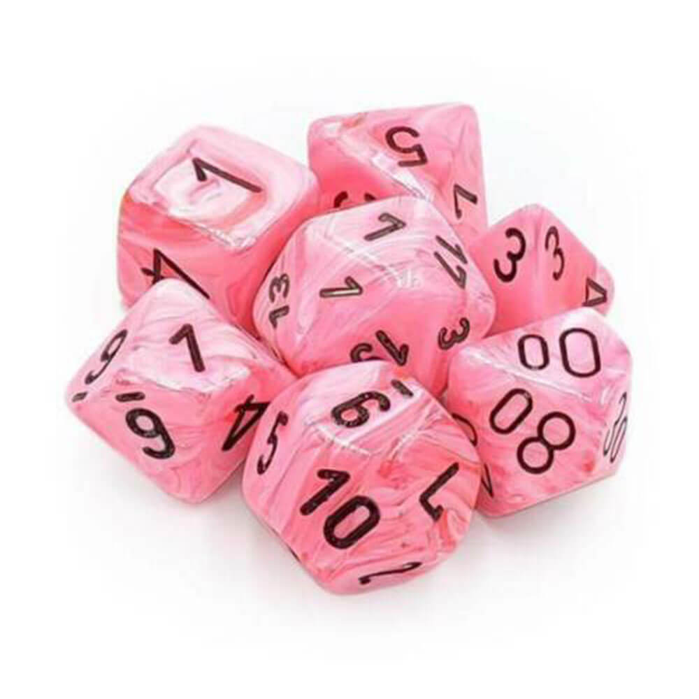 Chessex Polyhedral 7-Die Vortex Snow Pink/Black Set