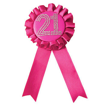 Rosafarbenes Rosettenabzeichen zum 21. Geburtstag