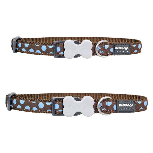 Dog Collar with Blue Spots on Brown