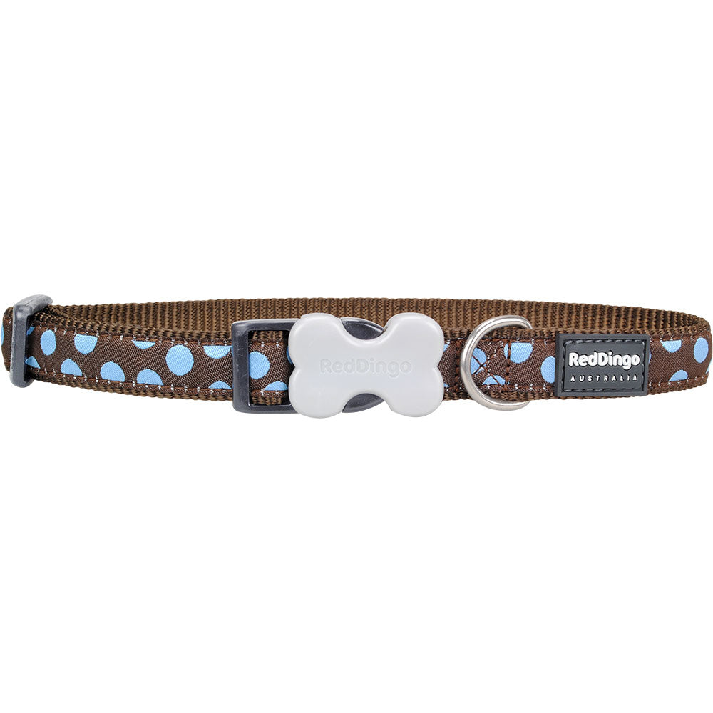 Dog Collar with Blue Spots on Brown