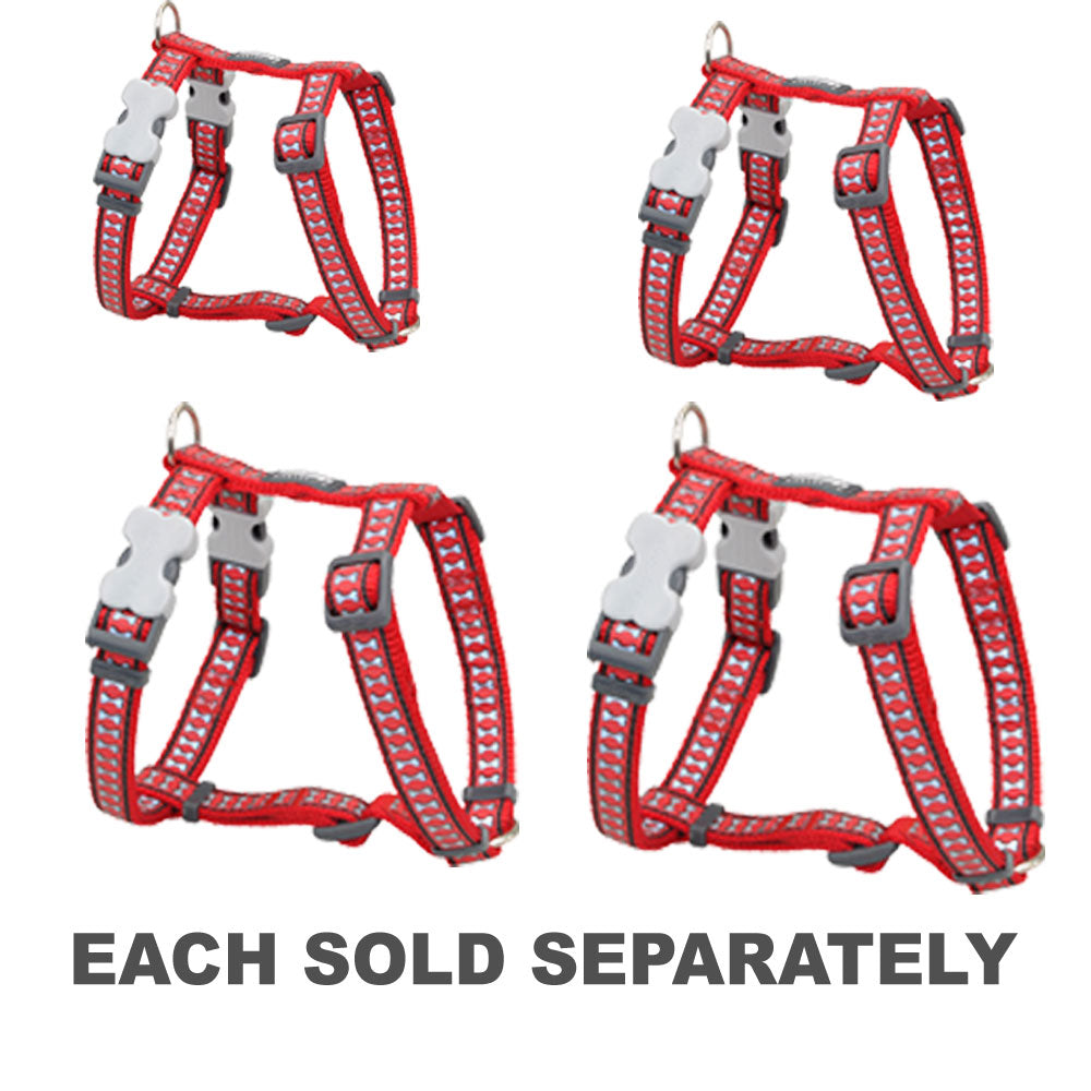 Harness with Reflective Bones (Red)