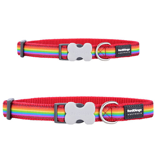 Dog Collar with Rainbow Design (Red)