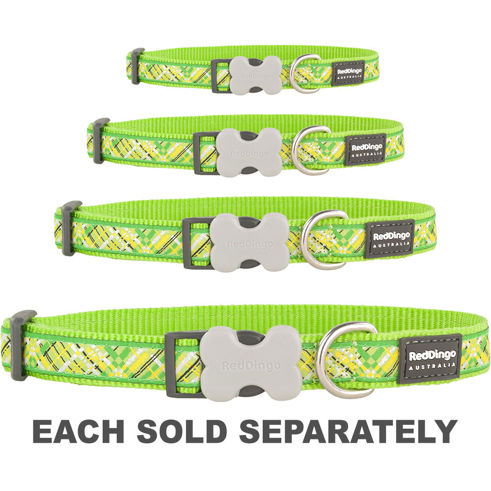 Dog Collar with Flanno Design (Lime Green)