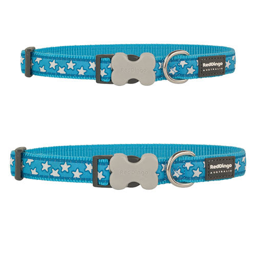 Dog Collar with Star Design (Turquoise)