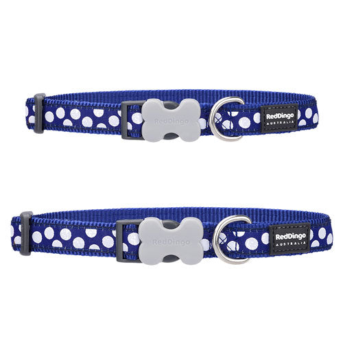 Dog Collar with White Spots on Navy