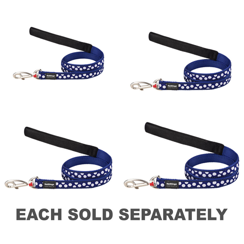 Dog Lead with White Spots on Navy