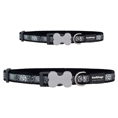 Dog Collar with Paw Impressions Design (Black)