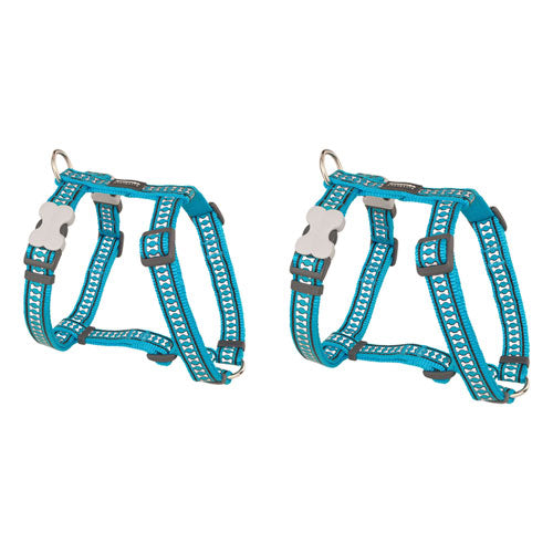 Harness with Reflective Bones (Turquoise)