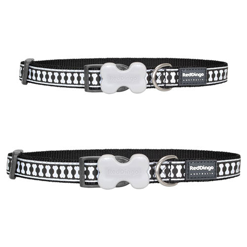 Dog Collar with Reflective Bones Design (Black)