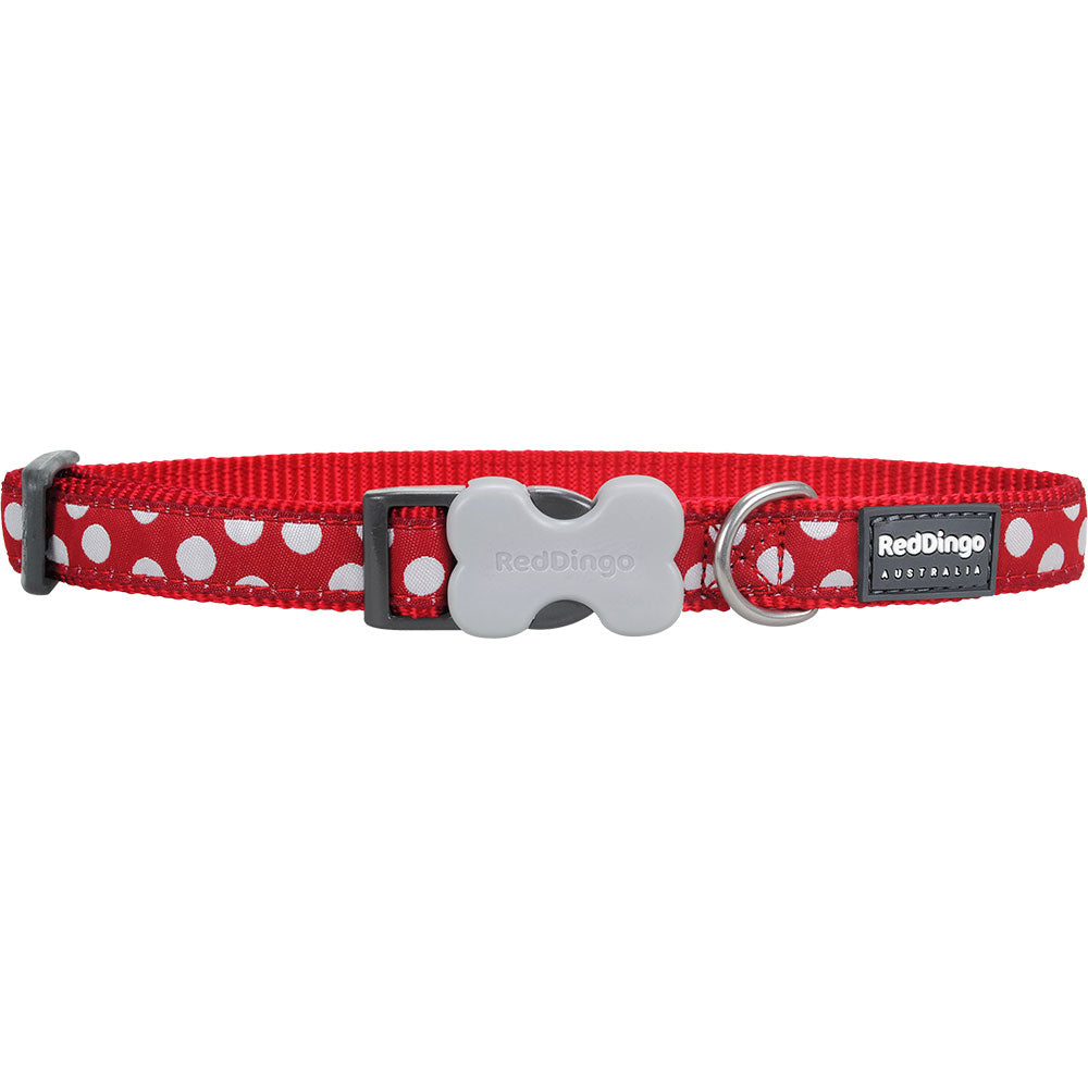  Hundehalsband mit weißen Punkten auf Rot
