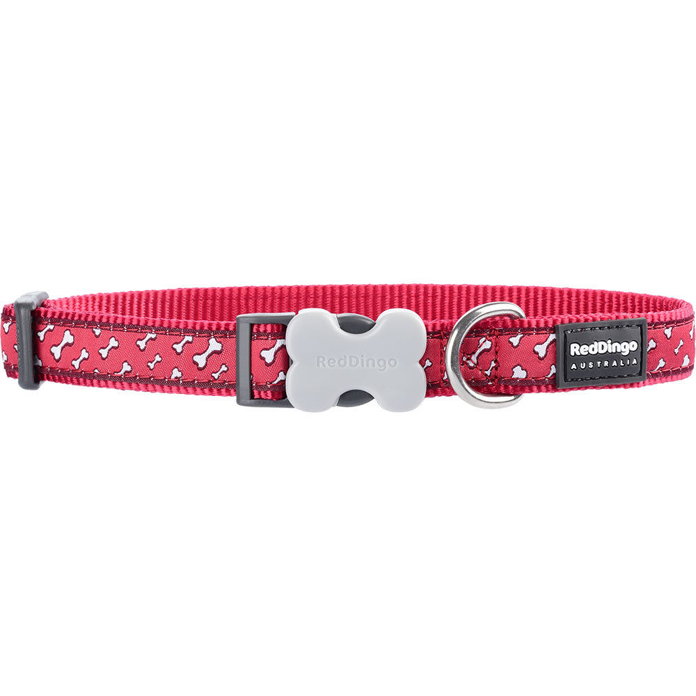 Dog Collar with Flying Bones (Red)