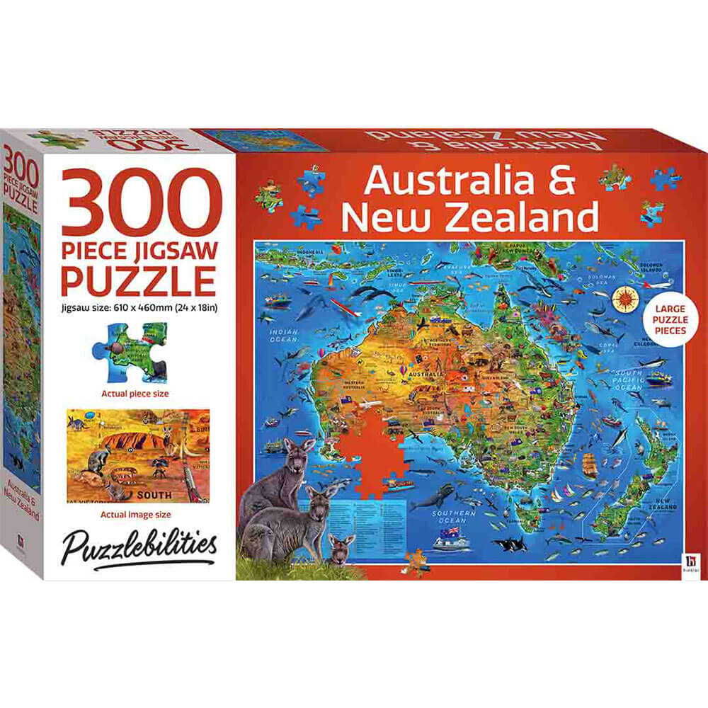 Puzzlebillilies Australia and New Zealand Map Puzzle 300pcs