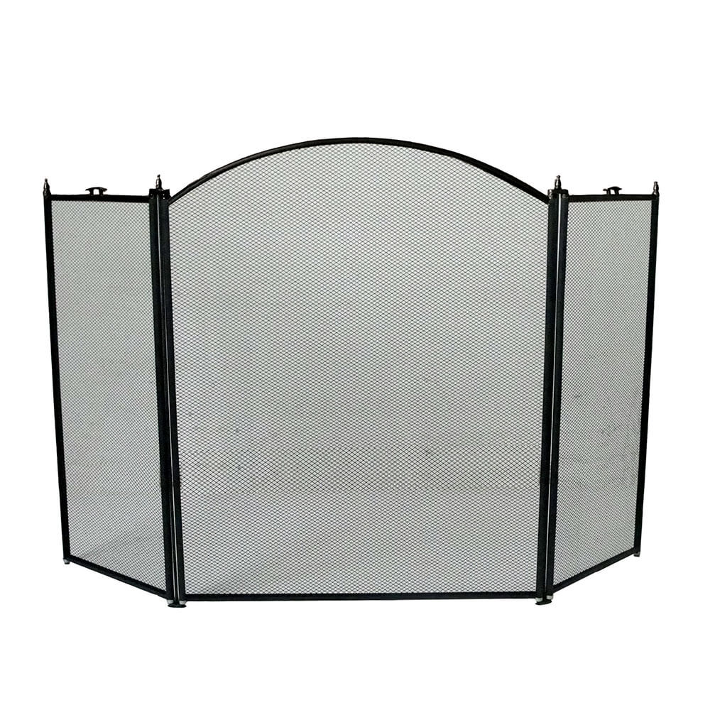 FireUp 3 Fold Black Round Front Fire Screen