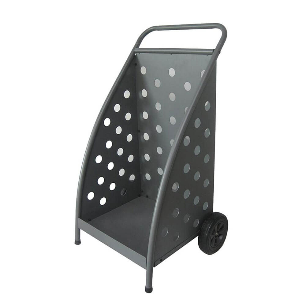 Trolley da porta in legno Deluxe FireUp in acciaio grigio con pneumatici solidi
