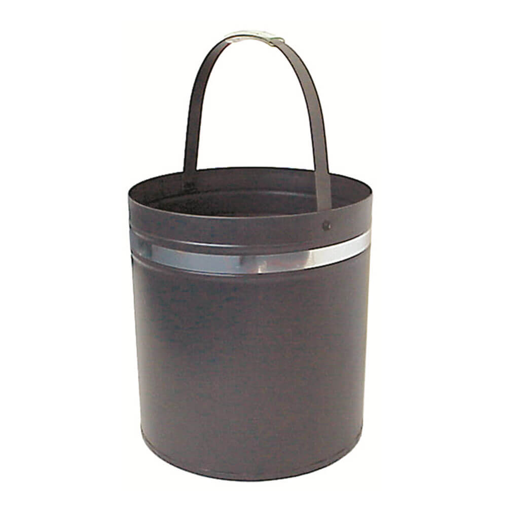 FireUp Round Steel Wood Bucket (Grey Silverband 39cm H)