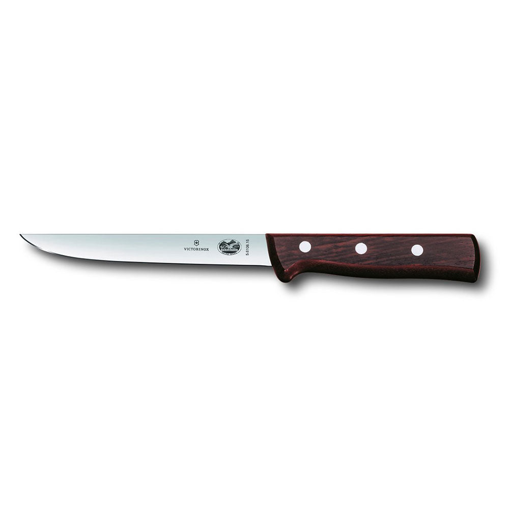 Straight Narrow Blade Boning Knife w/ Rosewood Handle 15cm