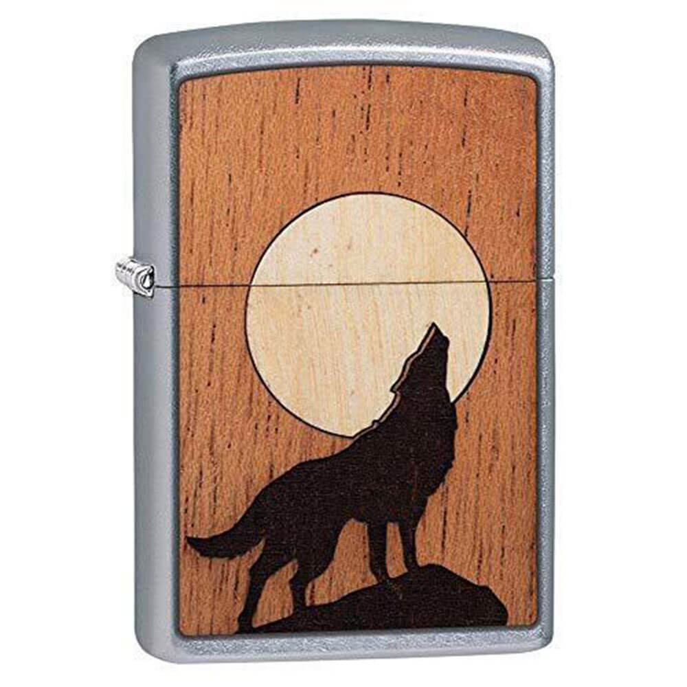 Zippo Woodchuck Wolf with Moon Inlay Lighter
