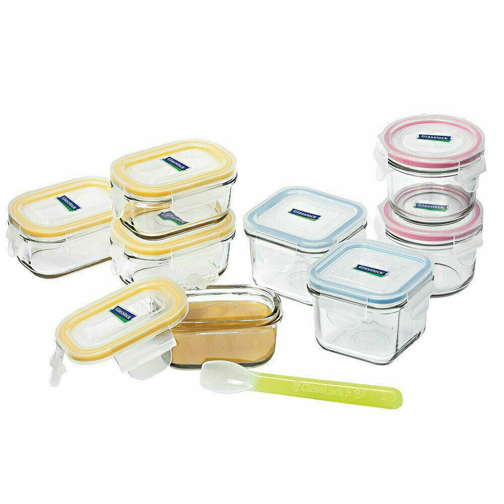 Glasslock Rectangle Square and Round Baby Set with Spoon