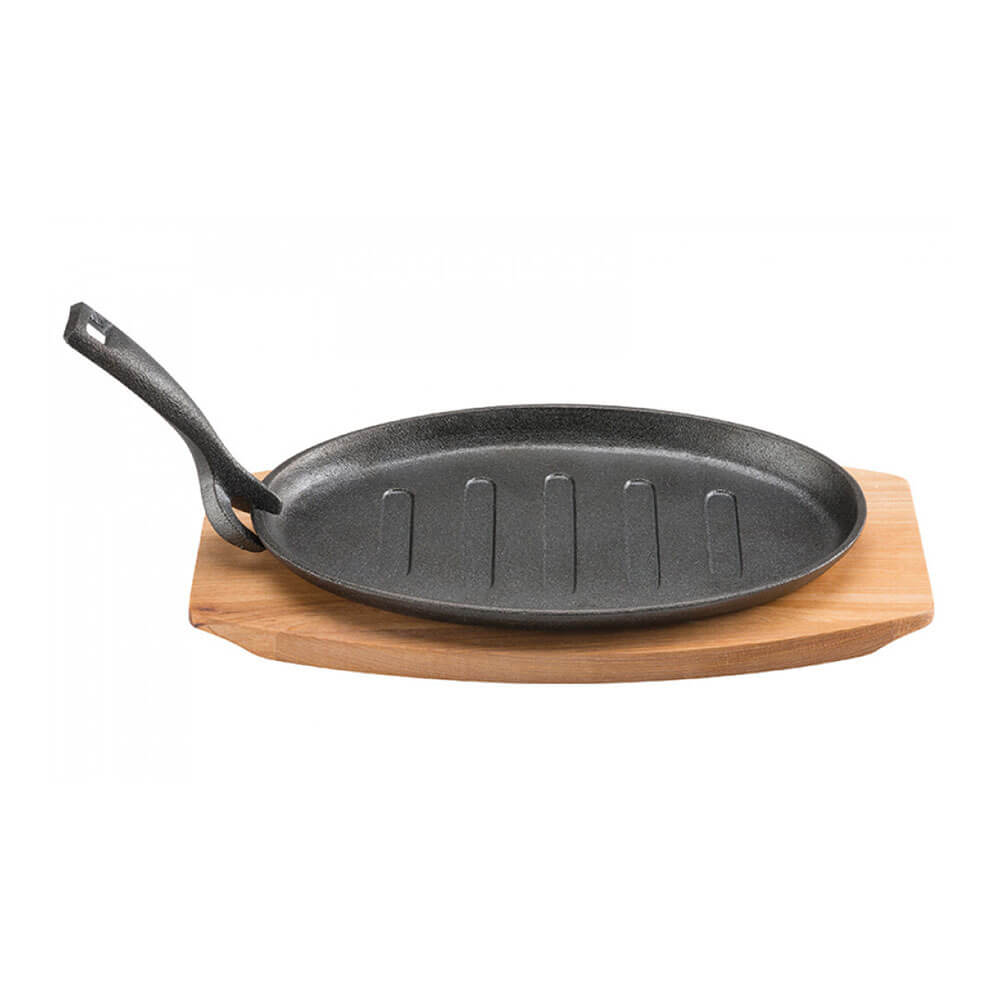 Pyrolux Pyrocast Oval Sizzle Plate with Maple Tray