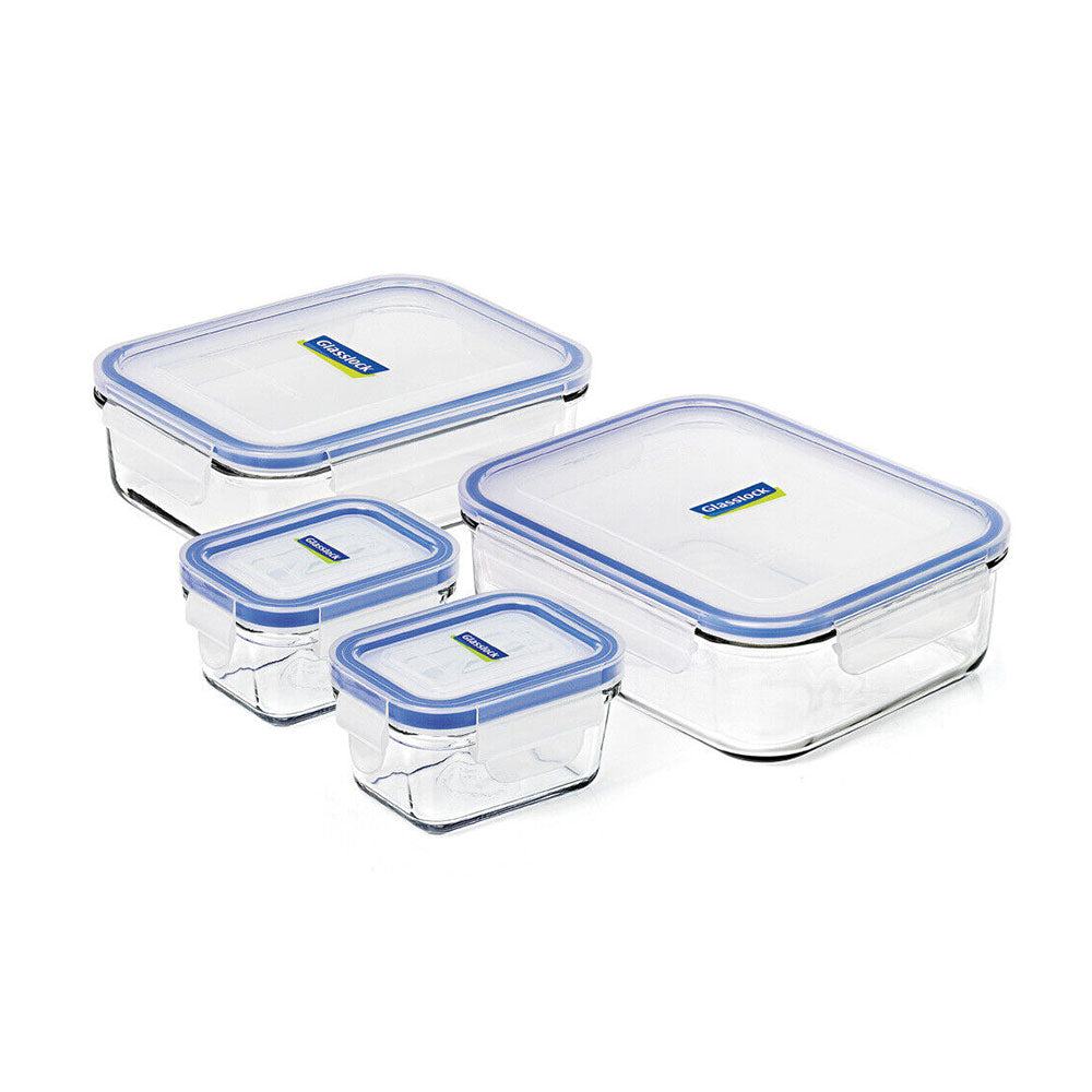 Glasslock Tempered Glass Food Container Set (Blue)