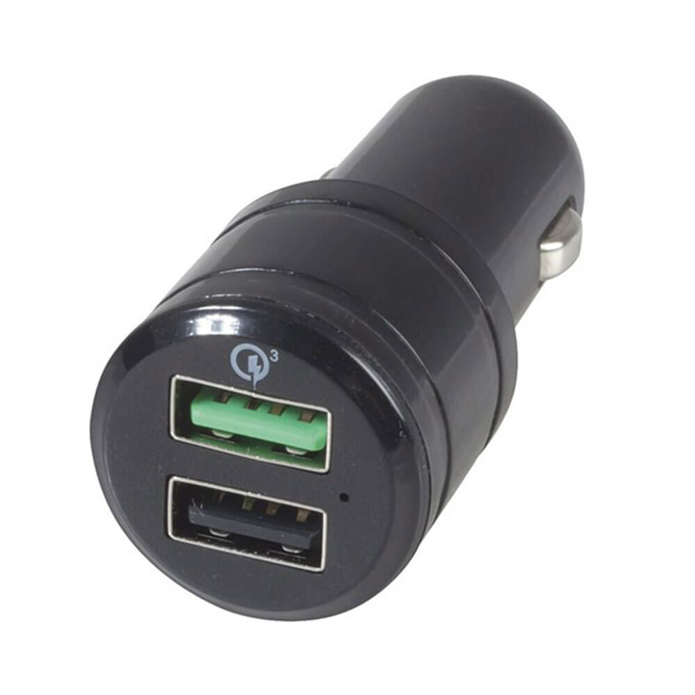 5,4A dobbelt USB biloplader m/ Qualcomm Quick Charge 3.0