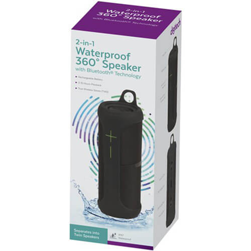 altavoz Bluetooth resistente al agua con sonido envolvente 2 en 1 de 360° y 15 W