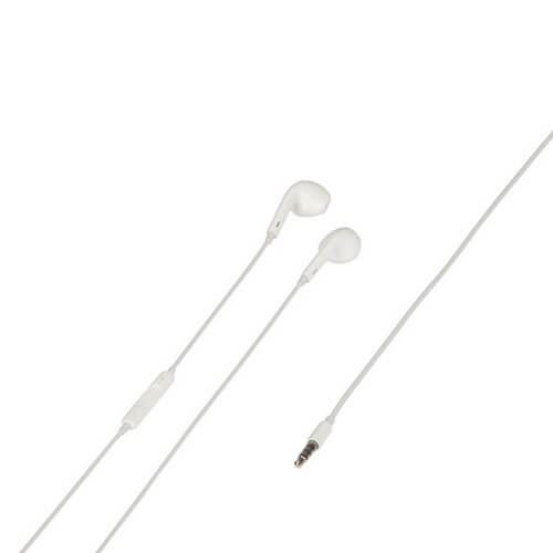 3,5 mm stereohodetelefoner med mikrofon/volumkontroll (hvit)