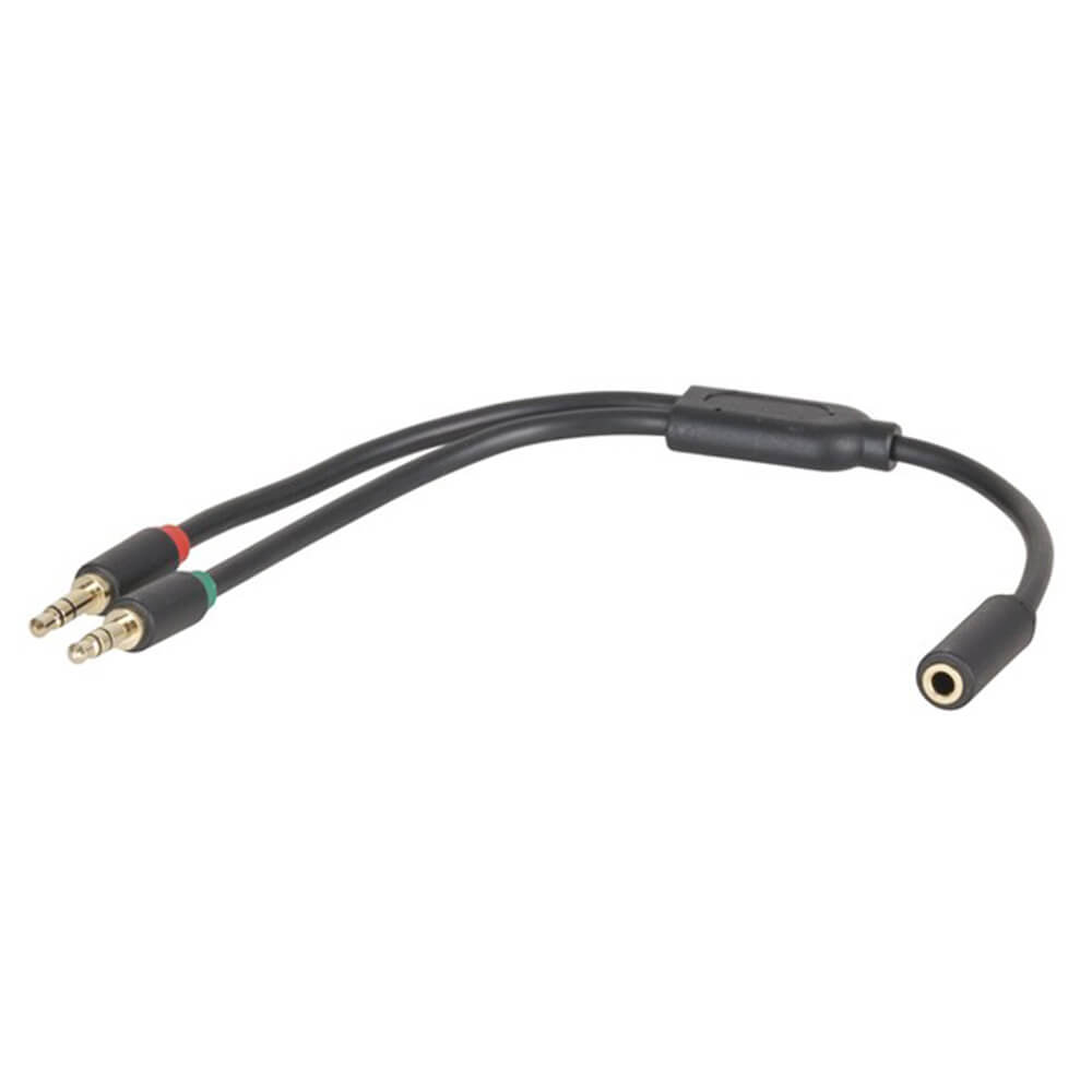 conector hembra de cable de audio de 250 mm, 3,5 mm, 4 polos a 2 enchufes