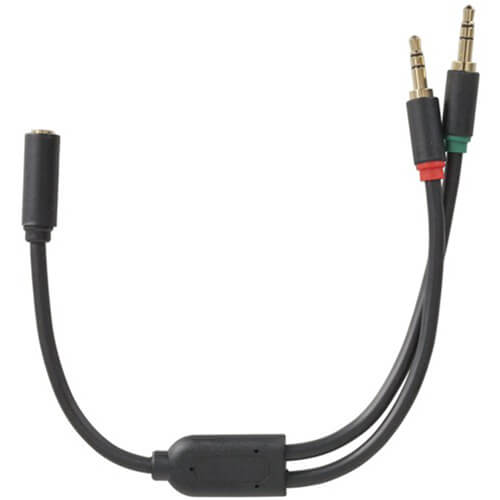 conector hembra de cable de audio de 250 mm, 3,5 mm, 4 polos a 2 enchufes