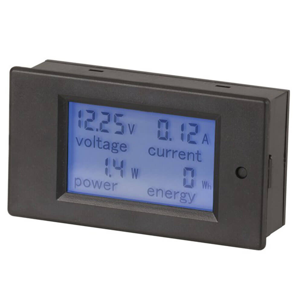 Power Meter w/ Built-In Shunt & LCD Disp (100A 6.5-100V DC)