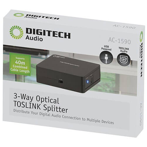 Digitech TOSLINK 3-Way Digital Optical Audio Splitter