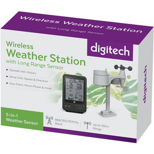 Digital 5 in 1 Wireless Weather Station B/W Display