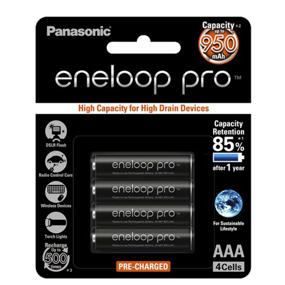 Panasonic Eneloop Pro AAA Battery 4pk (Ni-MH 1.2V 900mAH)