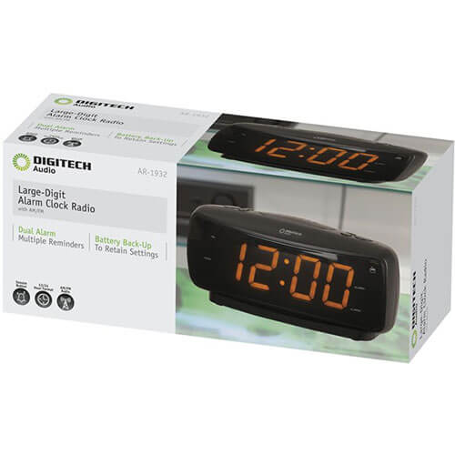 Compact Portable 240V Large Digital Alarm Clock AM/FM Radio