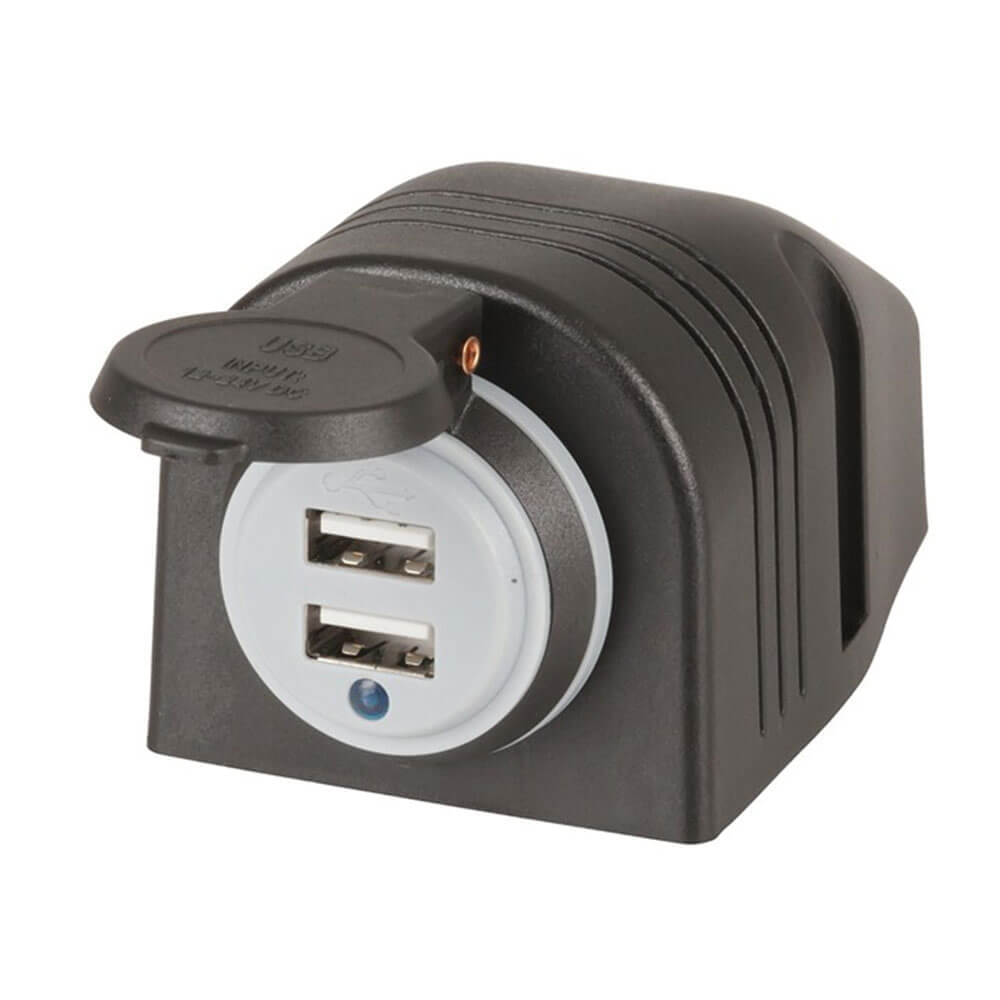 2 USB 充電器 Skt (ダストキャップおよび車両用電源インジケーター付き)