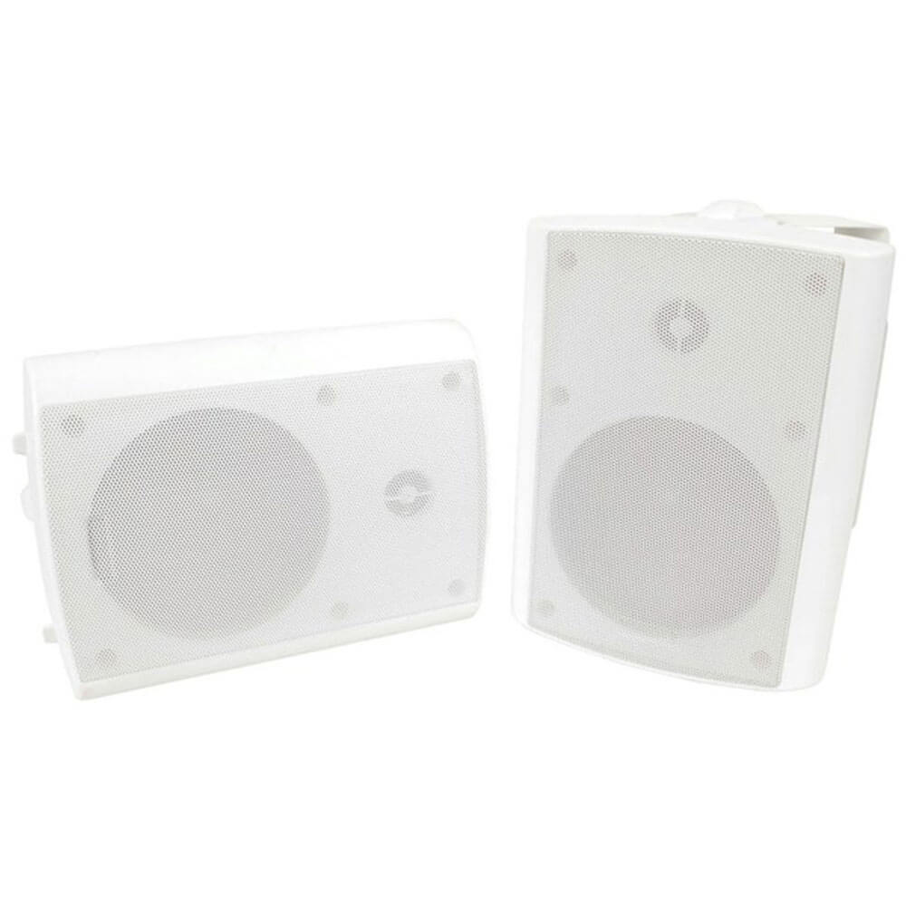 haut-parleur réglable à 2 voies pour intérieur et extérieur de 4 po avec support (blanc)